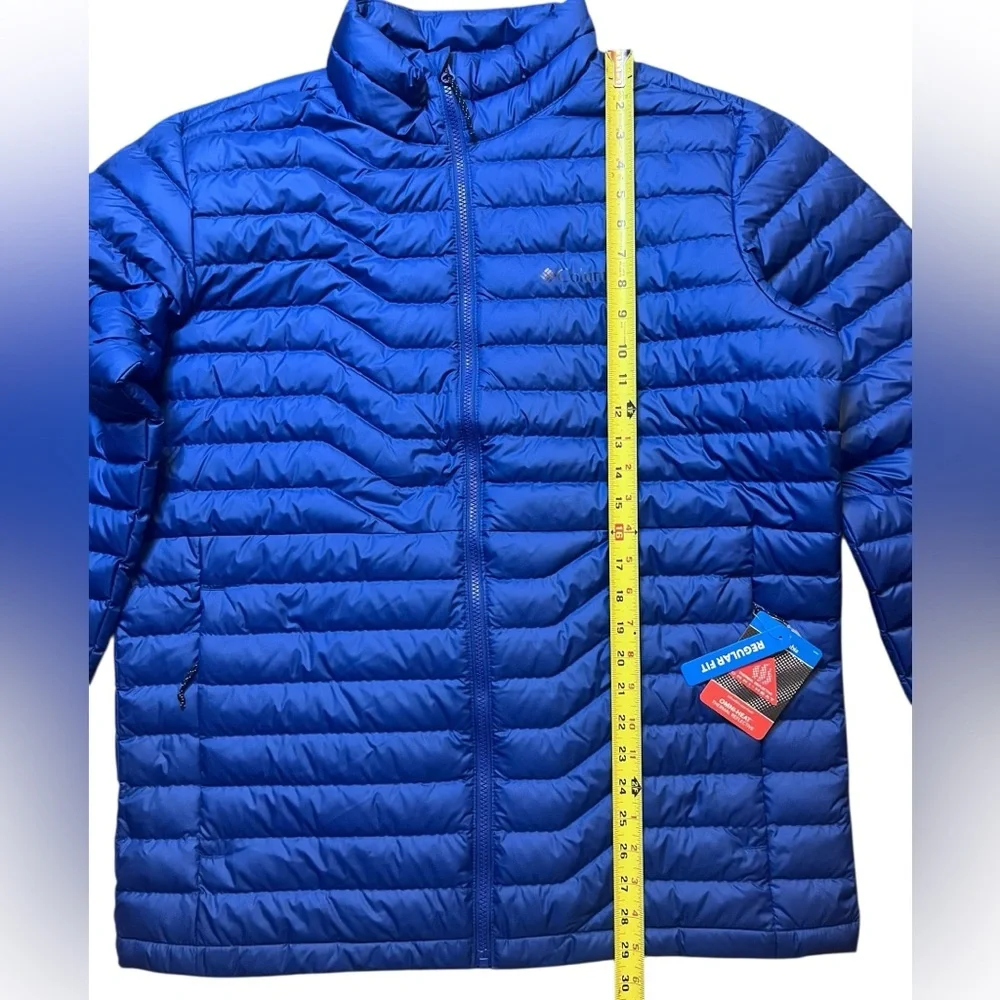 Columbia Men's Large Woodrose Crest Omni-Heat Down Jacket Zipper Pockets Blue